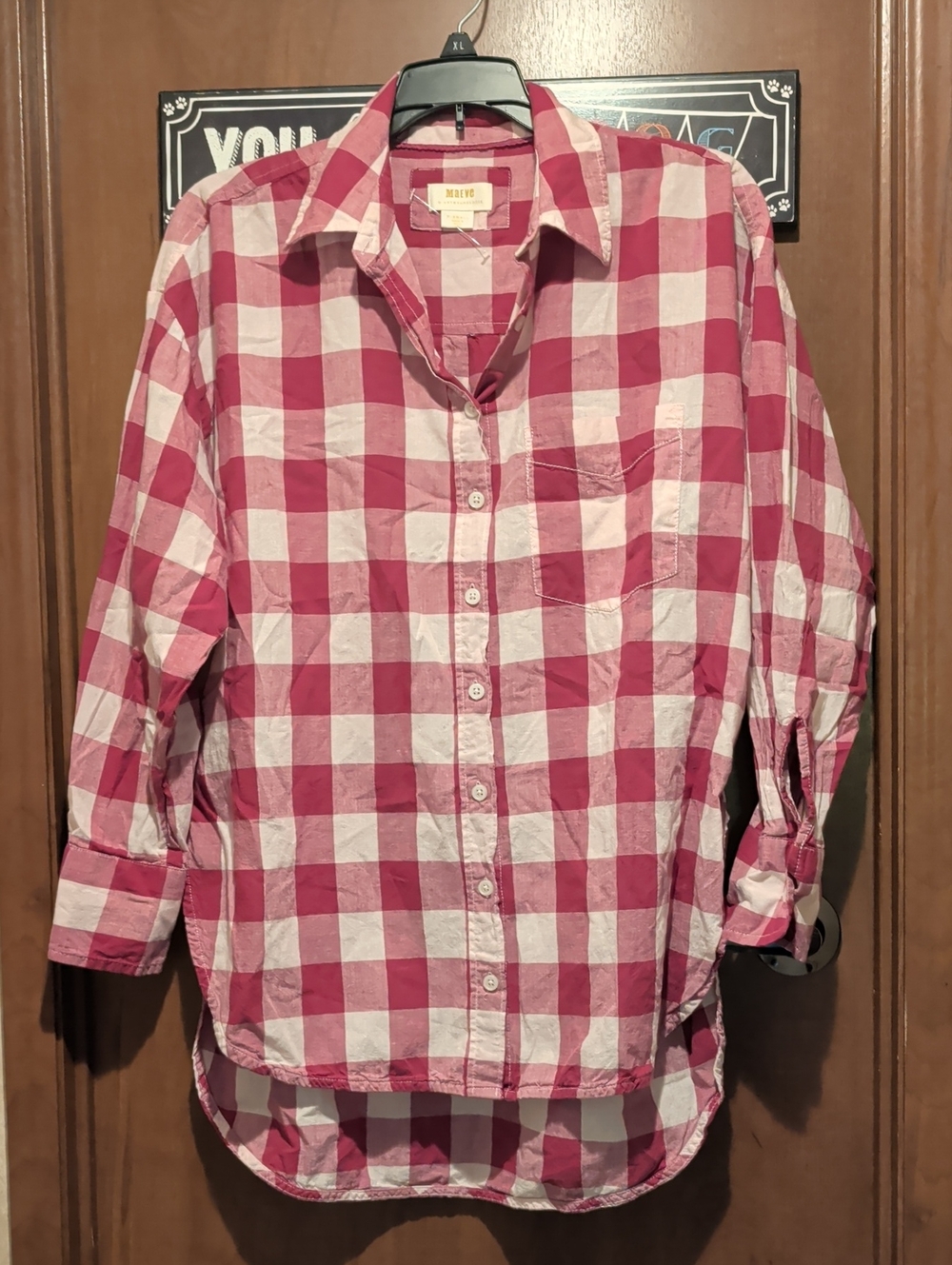 Maeve Pink and White Buffalo Check Button-Down Shirt